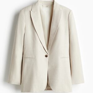 H&M Tailored Single-Button Light Cream Blazer